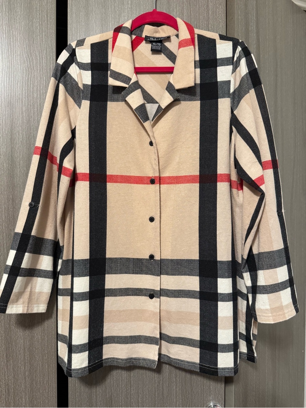 Michael Tyler- Plaid Button-Down Jacket/Tunic